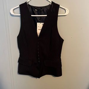 Zara NWT pinstripe navy vest Small